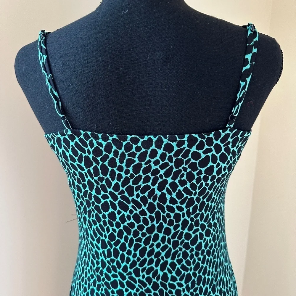 *MICHAEL KORS* Blue x Black Cheetah Print Strap V-Neck Dress Size Small